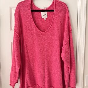 Aerie Vibrant Pink V-Neck Sweater